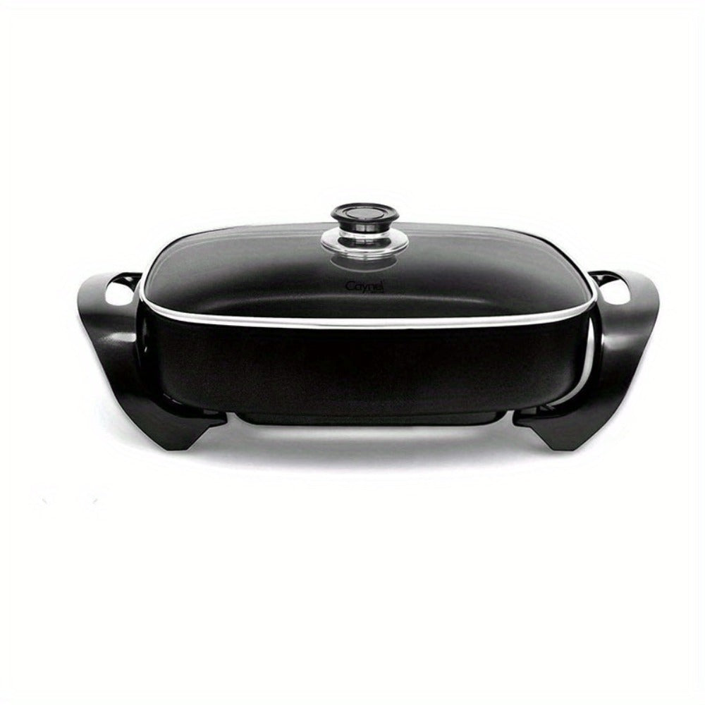 Electric Skillet 8 Quart Non-Stick Copper Deep Dish – 16x12 Large Electric Frying Pan with Tempered Glass Vented Lid, Adjustable Thermostat
