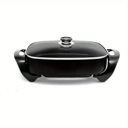 Electric Skillet 8 Quart Non-Stick Copper Deep Dish – 16x12 Large Electric Frying Pan with Tempered Glass Vented Lid, Adjustable Thermostat