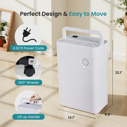 Dehumidifier for Basement 50 Pint 5500 Sq Ft with Drain Hose, Portable Home Dehumidifier for Large Room Bedroom Bathroom