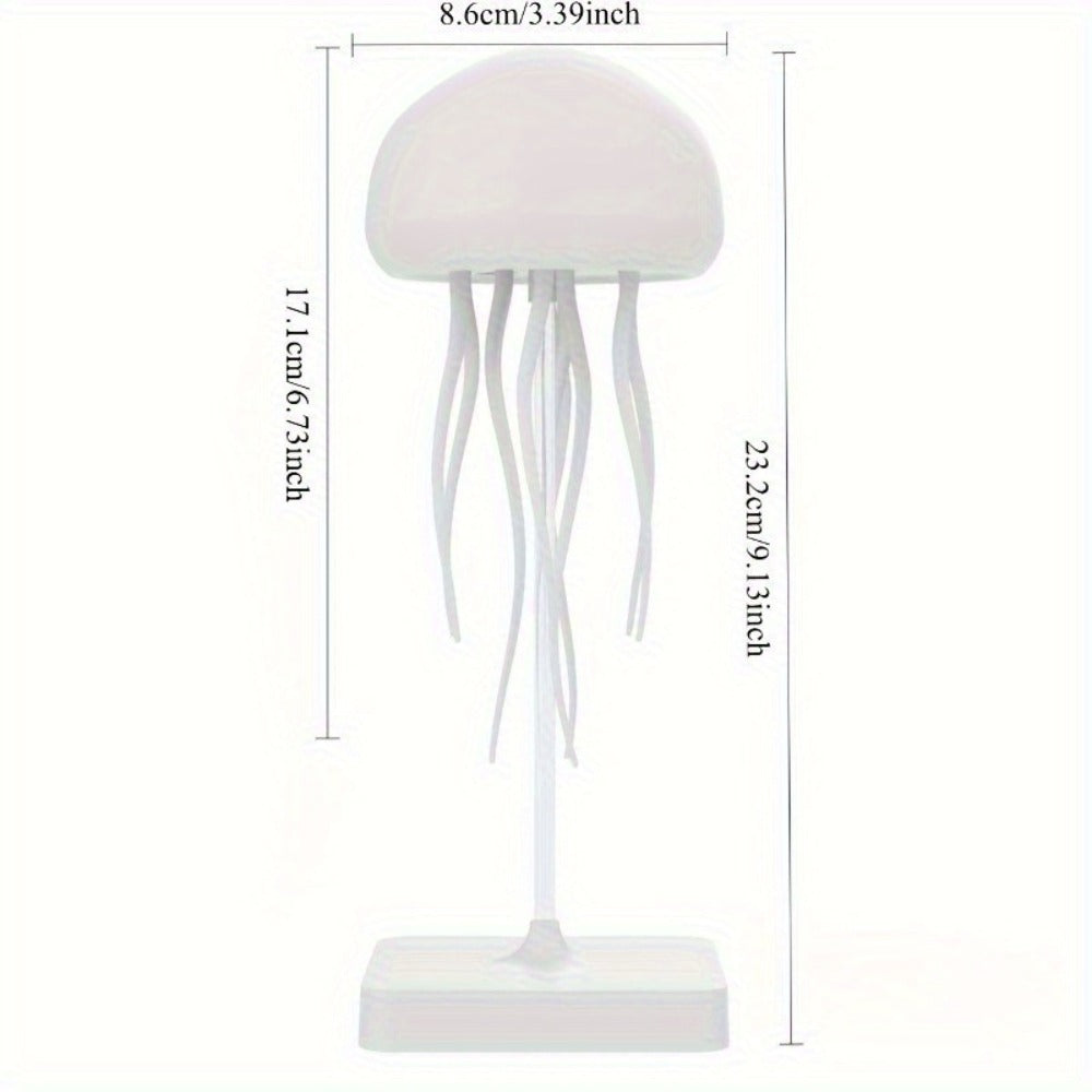 Jellyfish-Shaped Table Night Light with White Dome, Flexible Tentacles and Square Base Pictured