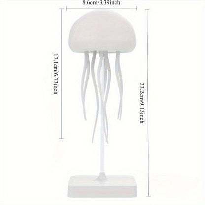 Jellyfish-Shaped Table Night Light with White Dome, Flexible Tentacles and Square Base Pictured