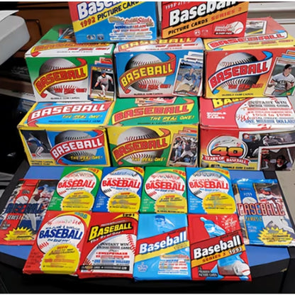 Vintage Baseball Cards Unopened Lot, 50 Cards from 1987-1995 Era, 4 Sealed Mini Packs Included