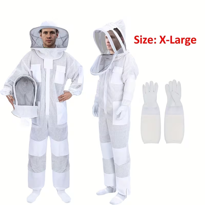Beekeeping Suit Triple Layer Sting-Resistant Gloves 2 Veils S-3XL for Garden, Patio and Yard Use