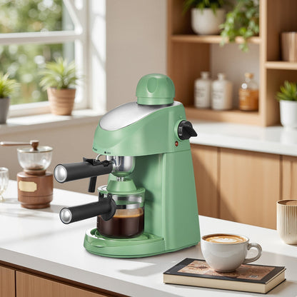 Espresso Machine 3.5Bar with Milk Frother Steam Wand Makes 4 Cups Cappuccino Latte Espresso for Entryways, Bedrooms and Living Spaces