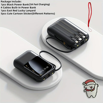 Power Bank 10000mAh Mini with Built-In Cable Set, 5W/15W/22.5W Variants, LED Light and Digital Display