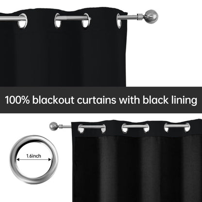 Blackout Curtains 4 Panels 100% Light Blocking Thermal Insulated Noise Reducing Grommet Window Curtains for Bedroom Living Room Balcony