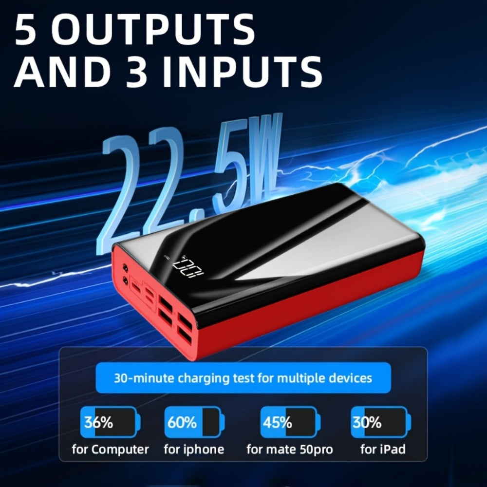 100000mAh Portable Power Bank with Flashlight LED Display Bidirectional Fast Charging Multi-Device USB Charger for Camping Outdoor Emergency