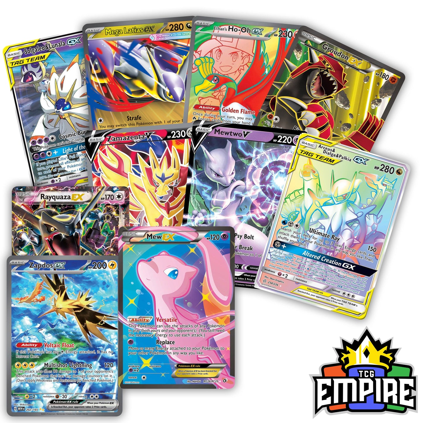 Pokemon Mythical Legendary Card Lot 5 Pack – V EX GX Mega Rare Cards No Duplicates | Charizard Mewtwo Lugia Rayquaza Possible | Random