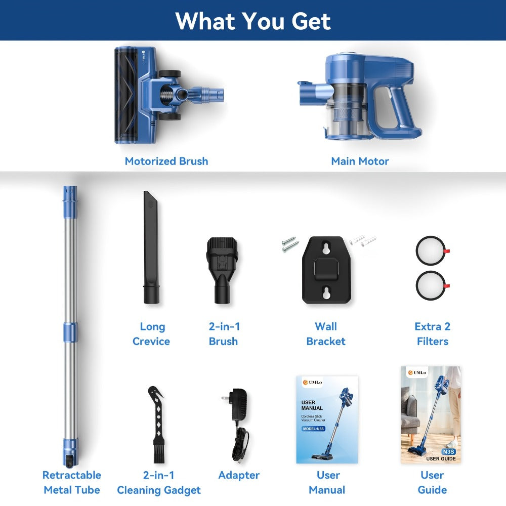 Cordless Vacuum Cleaner Stick Vacuum, MAX 70Kpa Suction, 45-Min Runtime, Anti-Tangle, 50.72oz Dust Cup