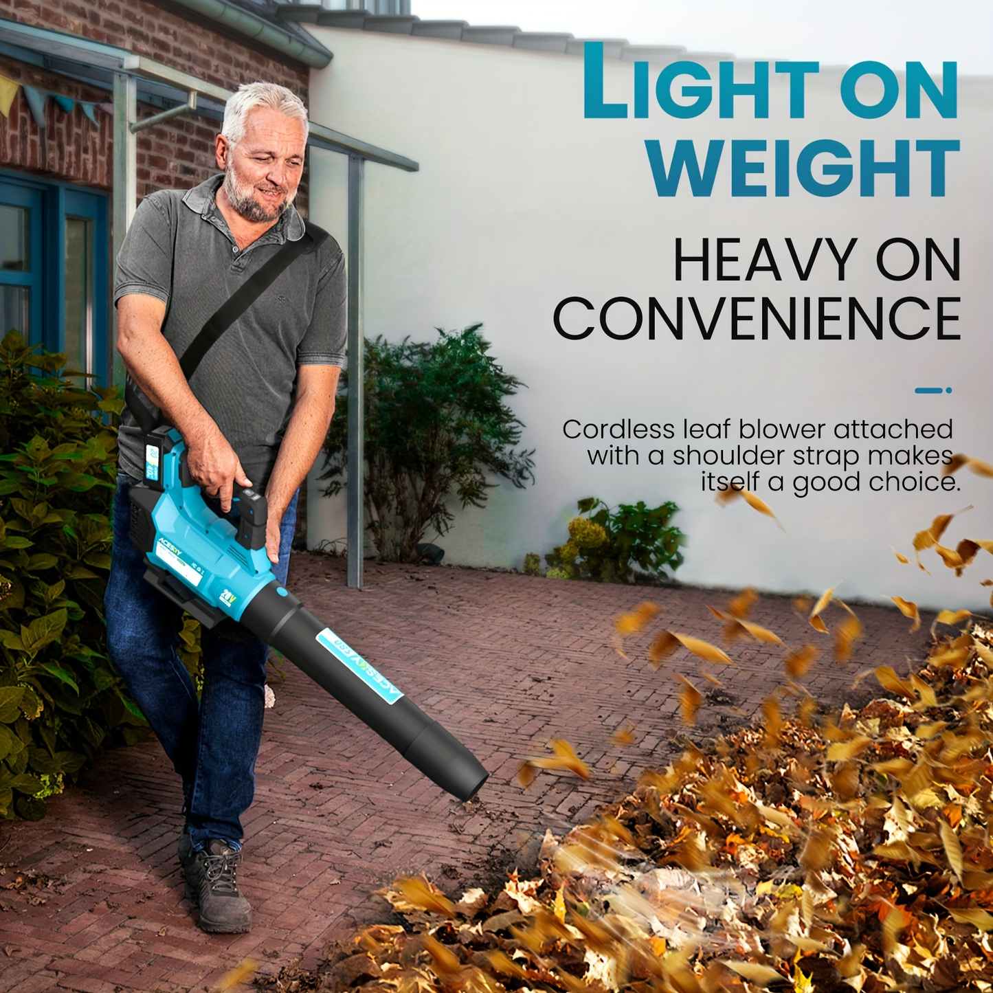 Cordless Leaf Blower 580CFM 160MPH, 2×4.0Ah Battery Powered, 3-Speed Adjustable for Garden, Patio and Yard Use