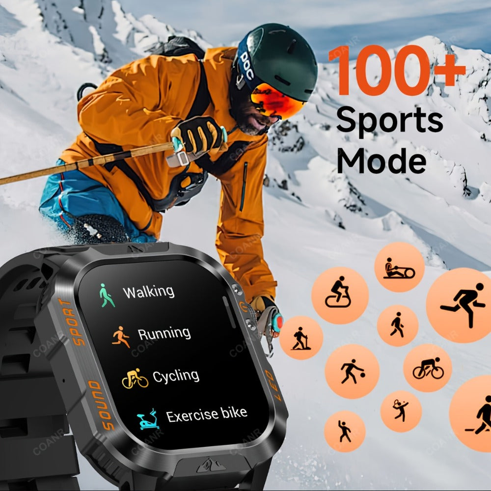 Smartwatch for Men 2.01 Inch with Calling, 100+ Sport Modes, LED Flashlight and Purple Light