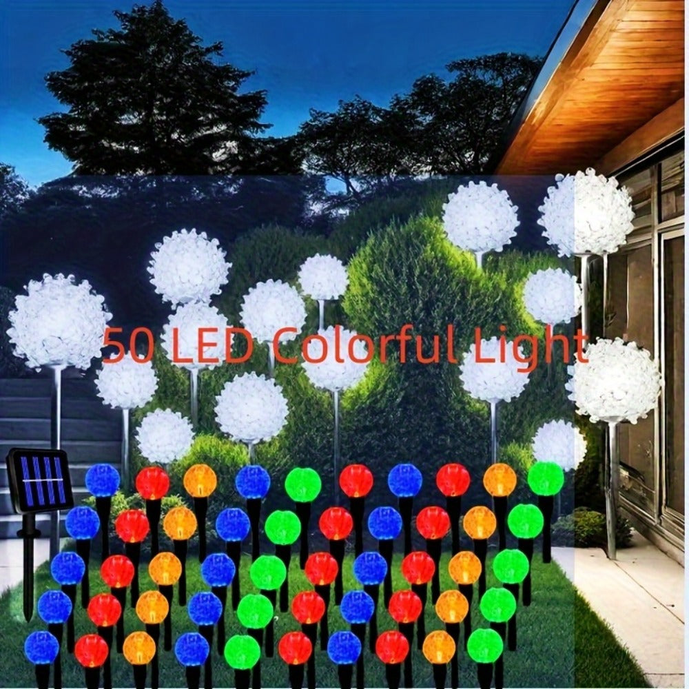 Solar Garden Light Bubble Path Stakes 30-Piece Set with Colorful or Warm White LED Options
