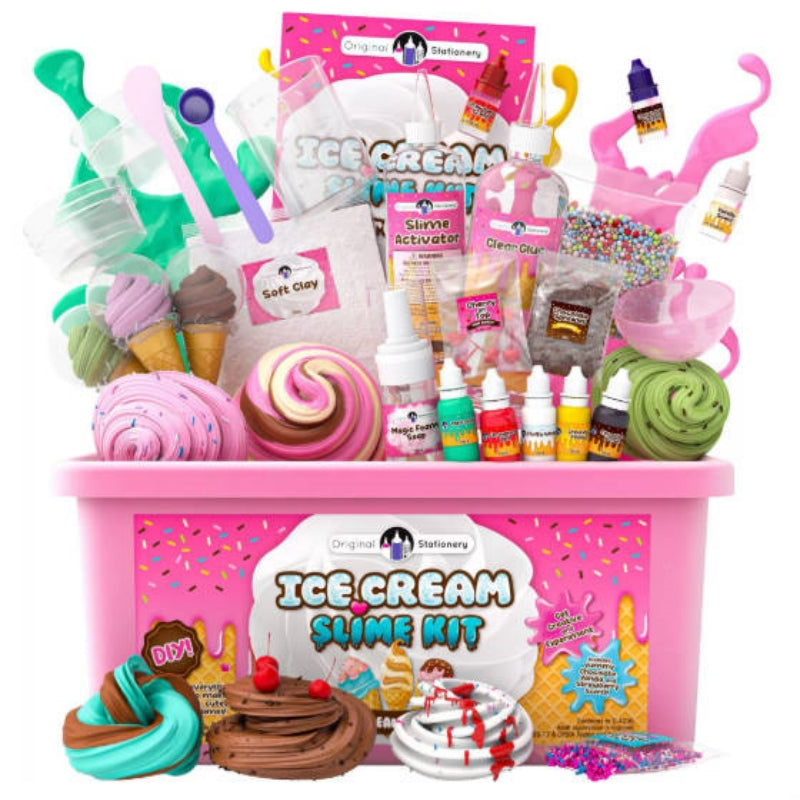 Novelty Slime Toy Ice Cream & Lollipop Set for Kids, Cute Food Shaped Squishy Slime, Fun Party Favors for Christmas Halloween Easter