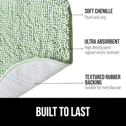 Oval Chenille-Style Bath Mat with Five Color Designs and 40 × 60 to 63 × 95 cm Size Options