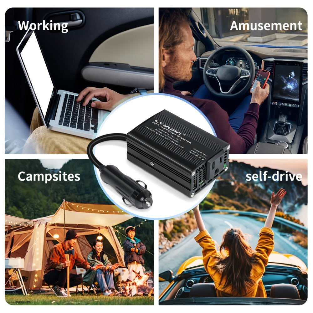 Car Power Inverter 500W 12V to 110V AC Outlet Converter with QC3.0 USB Port for Vehicle Boat Truck RV Portable Auto Power Adapter 200W Rated