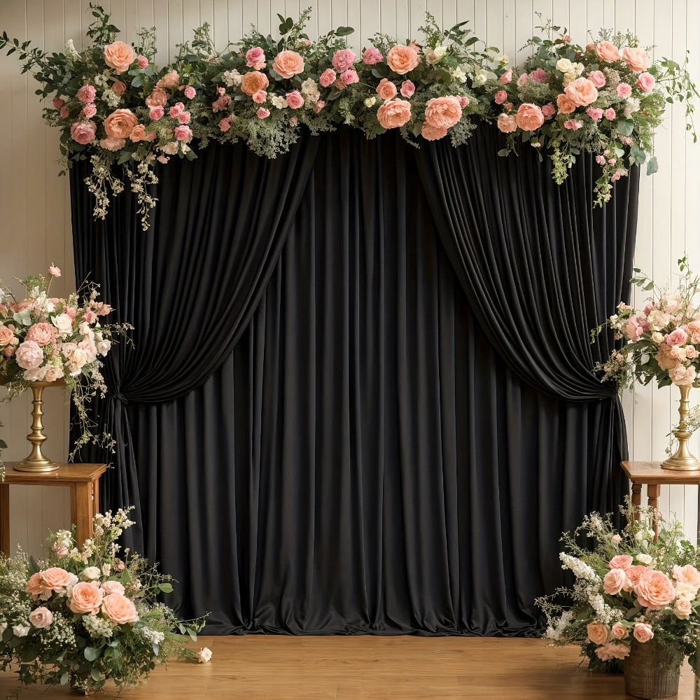 White Black Duo Backdrop Curtains 2 Pack 5x10Ft Wrinkle-Resistant Photo Background Fabric for Wedding, Birthday, Christmas
