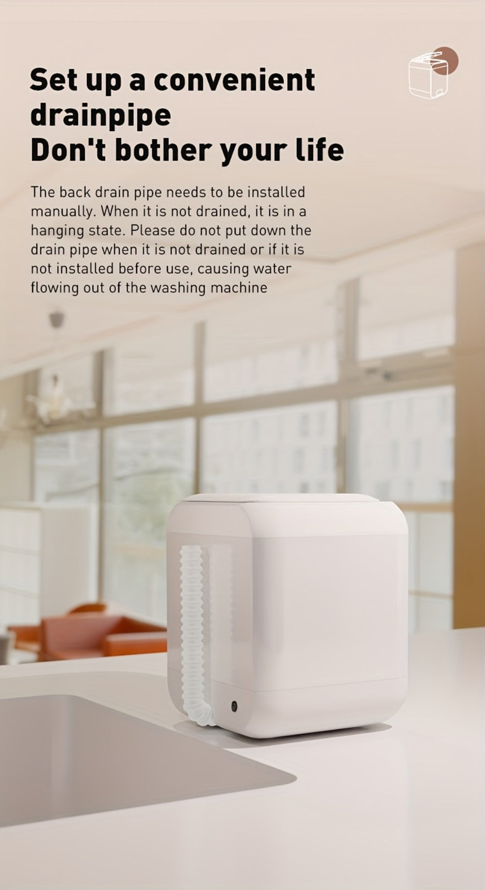 Mini Washing Machine Pure Copper Motor High Torque 4 Washing Modes Portable Washer for Entryways, Bedrooms and Living Spaces