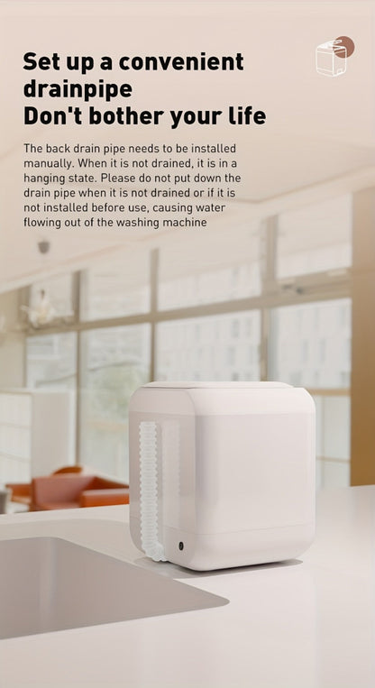 Mini Washing Machine Pure Copper Motor High Torque 4 Washing Modes Portable Washer for Entryways, Bedrooms and Living Spaces