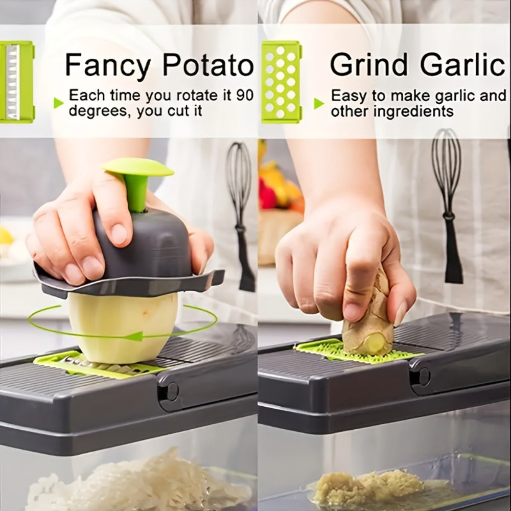 Vegetable Chopper Multifunctional Food Slicer Dicer Cutter 8 Blades Kitchen Tool Set for Bath Time, Home Spa and Personal Care