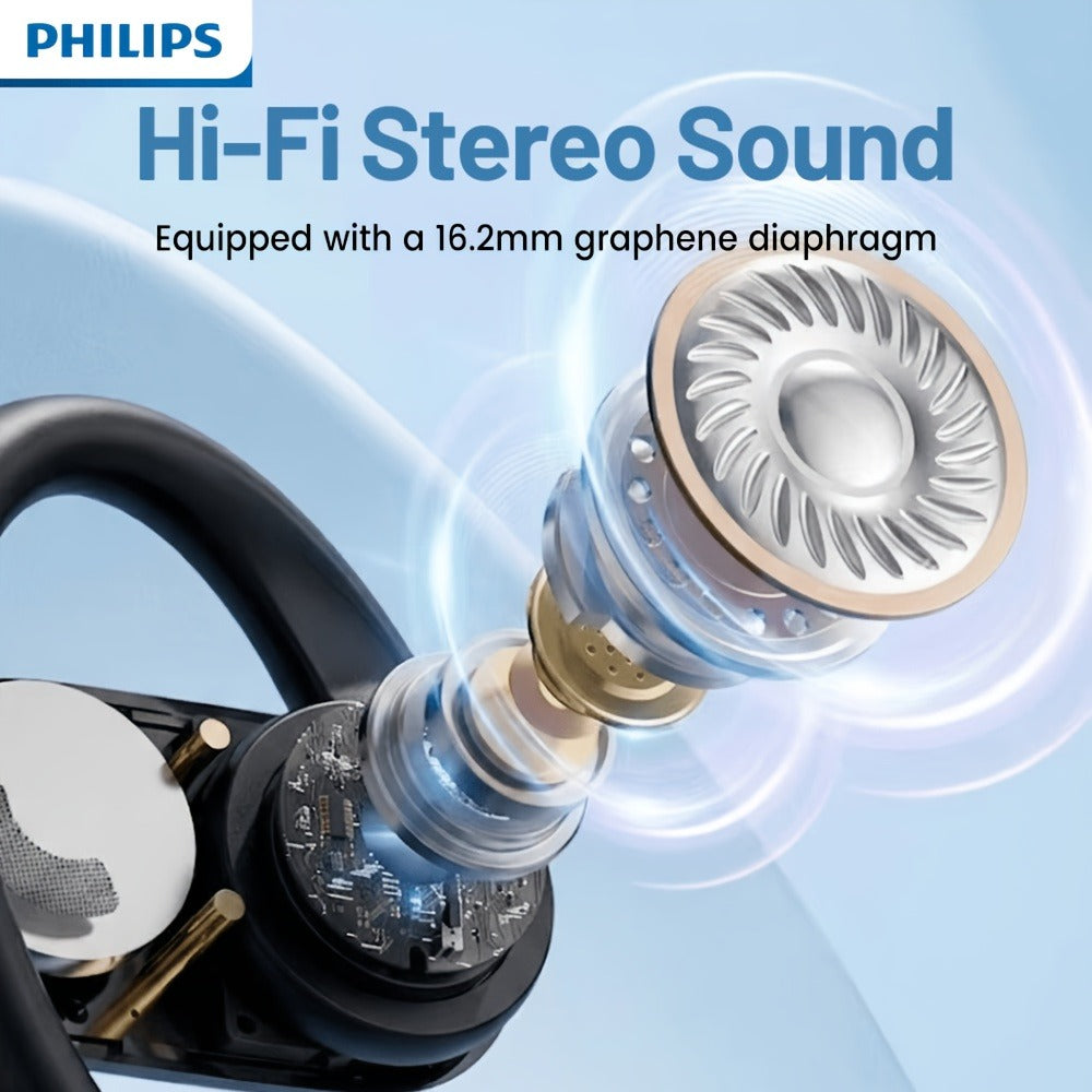 Philips TAT2739 Open Air Earbuds Wireless Bluetooth 5.3 Ear Hook Headphones with Wireless Charging Case