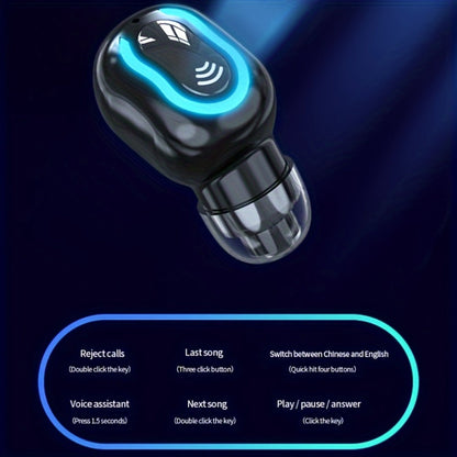 Mini Invisible Wireless Earphone Long Standby Condenser Microphone In-Ear Sport for Bedside Audio, Alarms and Room Entertainment