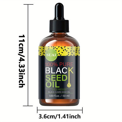 Black Seed Oil 100% Pure Cold Pressed Multi-Use Moisturizing Firming Skincare Oil for Face Body Hair Nails Eyelashes Natural Plant Extract