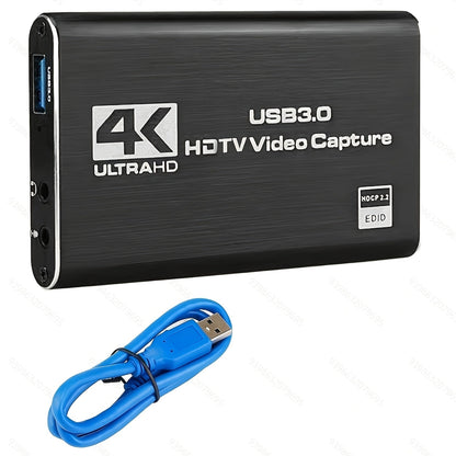 4K USB 3.0 Video Capture Card - 1080P 60fps HD Recorder, 4K UHD 60Hz Input, Compatible with OBS Live Game Streaming