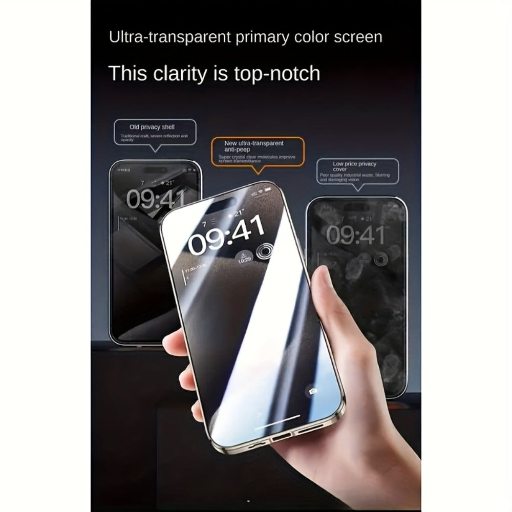 Phone Case Privacy Tempered Glass Cover with Aluminum Frame and Snap Lock for Select iPhone 12-17 Models