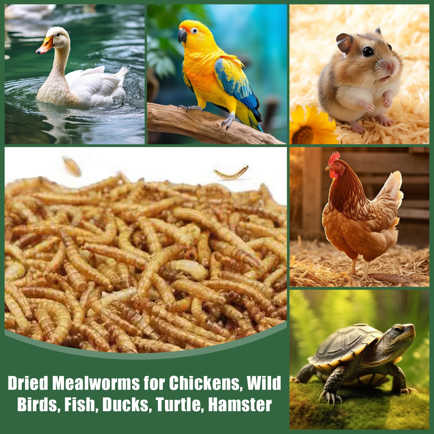 Dried Mealworms High Protein Animal Feed – Natural Insect Treats for Chickens Wild Birds Hens Ducks Turtles Fish Lizards Hamsters