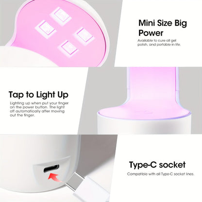 Solid Gel Nail Glue Kit with Mini LED Lamp – 8g UV Cure Gel Glue 28+ Days Long-Lasting Bond for Press On Nails Acrylic Tips Rhinestones