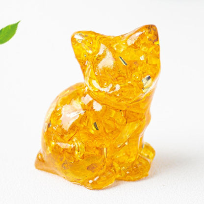 Standing Cat Figurine Set with Eight Crystal-Resin Figures in Random Mixed Colors, Approximately 4cm High