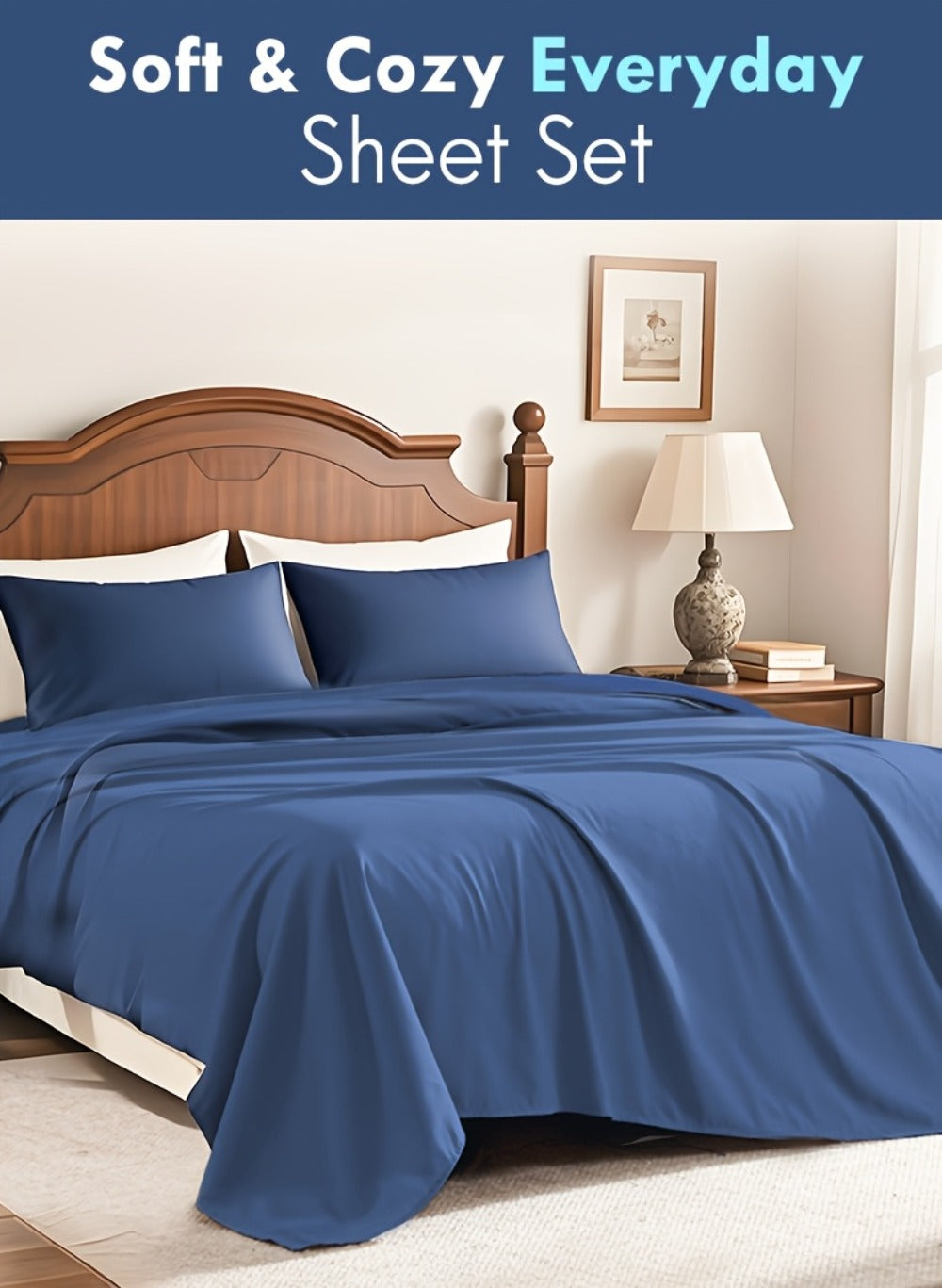 Fitted Sheet Set Deep Pocket | Soft Cooling Breathable Bedding 3-4pcs Fade-Resistant All-Season for Twin Full Queen King