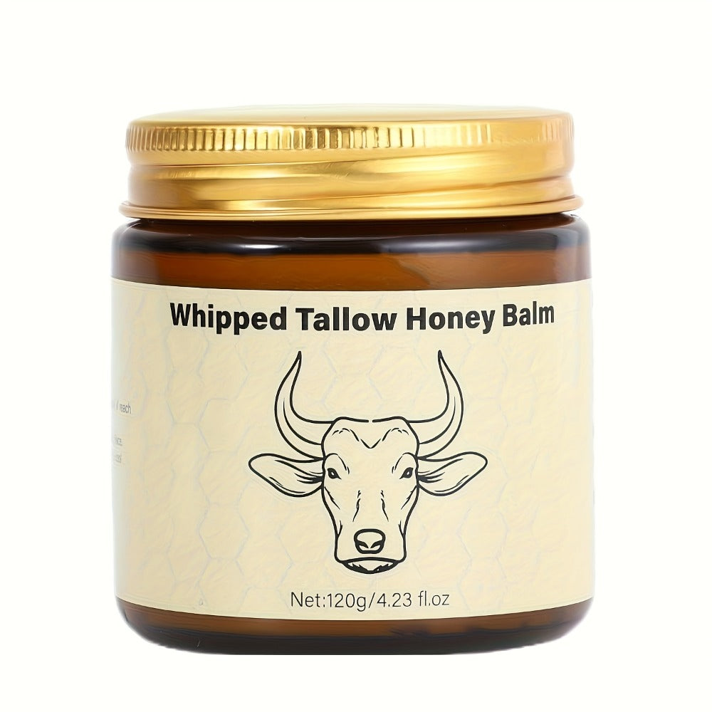 Grass-Fed Beef Tallow Balm with Honey & Hyaluronic Acid Natural Whipped Face Body Cream Nourishing Lotion Sensitive Skin Safe 114g/4oz