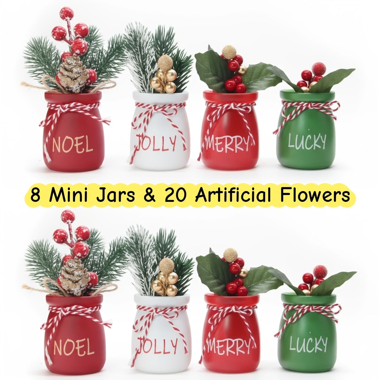 Mason Jar Centerpiece Table Decorations with Wood Tray & LED Lights, 3-Piece Farmhouse Decor Set for Dining Room