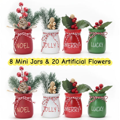 Mason Jar Centerpiece Table Decorations with Wood Tray & LED Lights, 3-Piece Farmhouse Decor Set for Dining Room