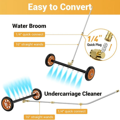 Undercarriage Cleaner with 4000 PSI Rating, Seven Nozzles, Rolling Bar and Three Extension Wands