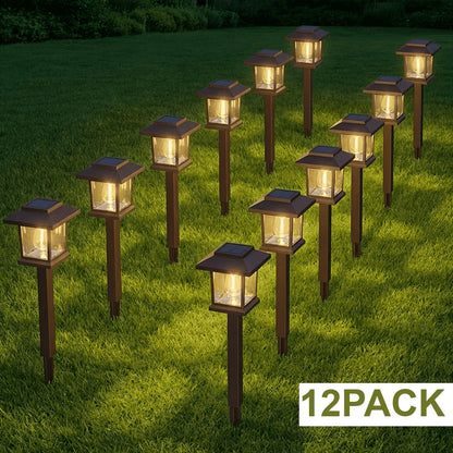 Solar Pathway Lights Outdoor Edison Style LED, Up to 12 Hours, White Solar Garden Lights for Yard