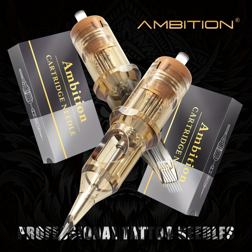 Ambition Tattoo Cartridge Needles 20pcs Professional RL RS RM Sizes with Safety Membrane for Temporary Body Art, Festivals and Costumes