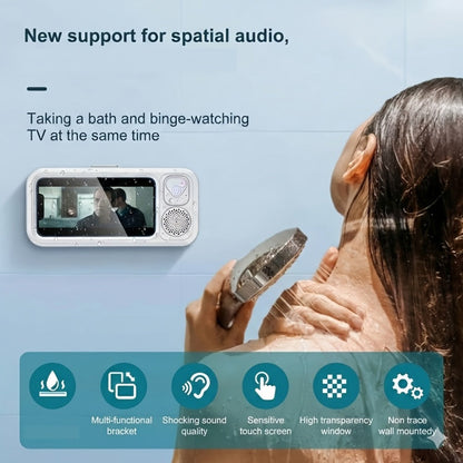Shower Phone Holder with Bluetooth Speaker Built-In, 360-Degree Rotation Mount, Universal Fit for All Phones