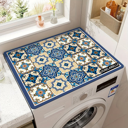 Washing Machine Cover Silicone Decorative Plaid, 23.62x19.69 Inch Kitchen Laundry Room Top Load Washer Protector
