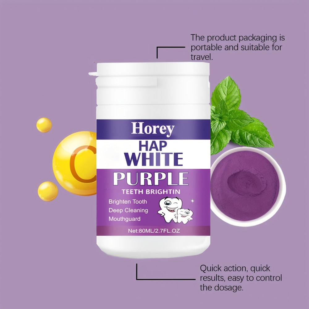 Purple Teeth Whitening Powder for Sensitive Teeth, BPA-Free Alcohol-Free Tooth Polishing Powder Deep Cleans