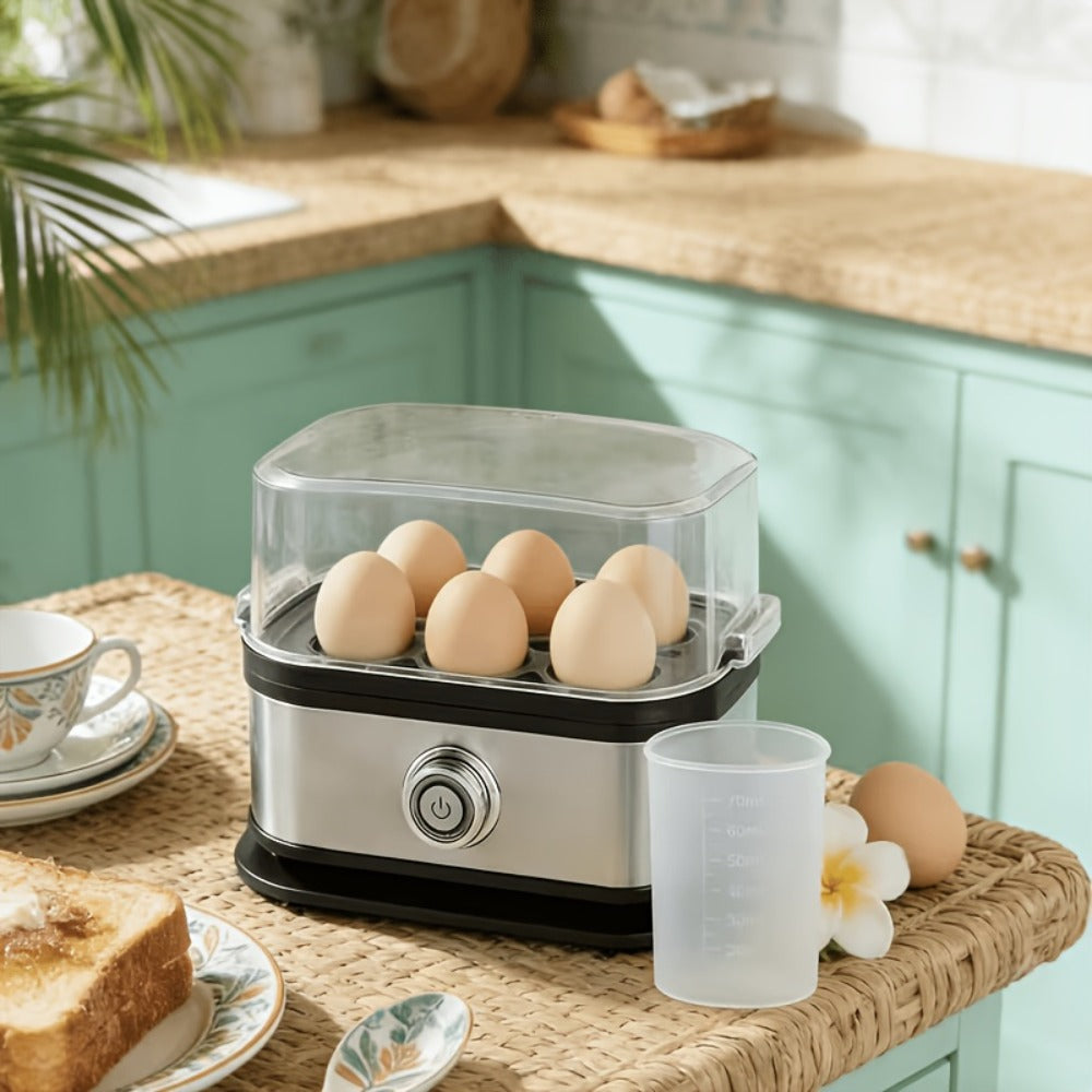 Rapid Electric Egg Cooker 6-Egg, 304 Stainless Steel Egg Boiler & Steamer for Hard, Medium & Boiled Eggs