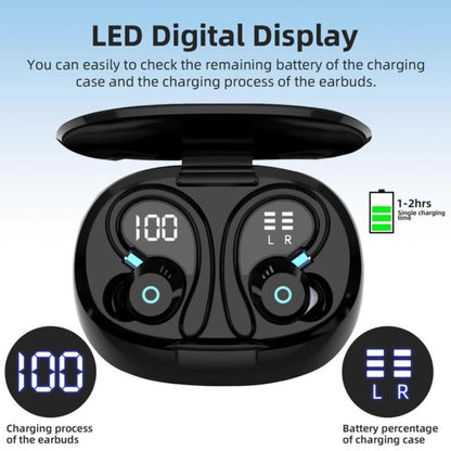 Wireless Earbuds Stereo In-Ear with LED Display Case, Touch Controls and Black, Blue or White Options