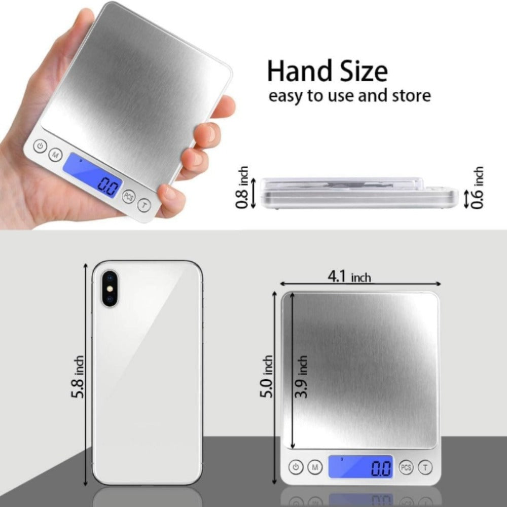 Digital Kitchen Scale Pocket Food Scale 3000g x 0.1g Accuracy, 6 Unit Modes LCD Display Tare Function
