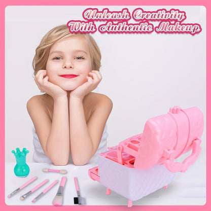 Kids Makeup Kit for Girls Ages 5-12, 48PCS Princess Pretend Play Cosmetics Set, Eyeshadow, Blush