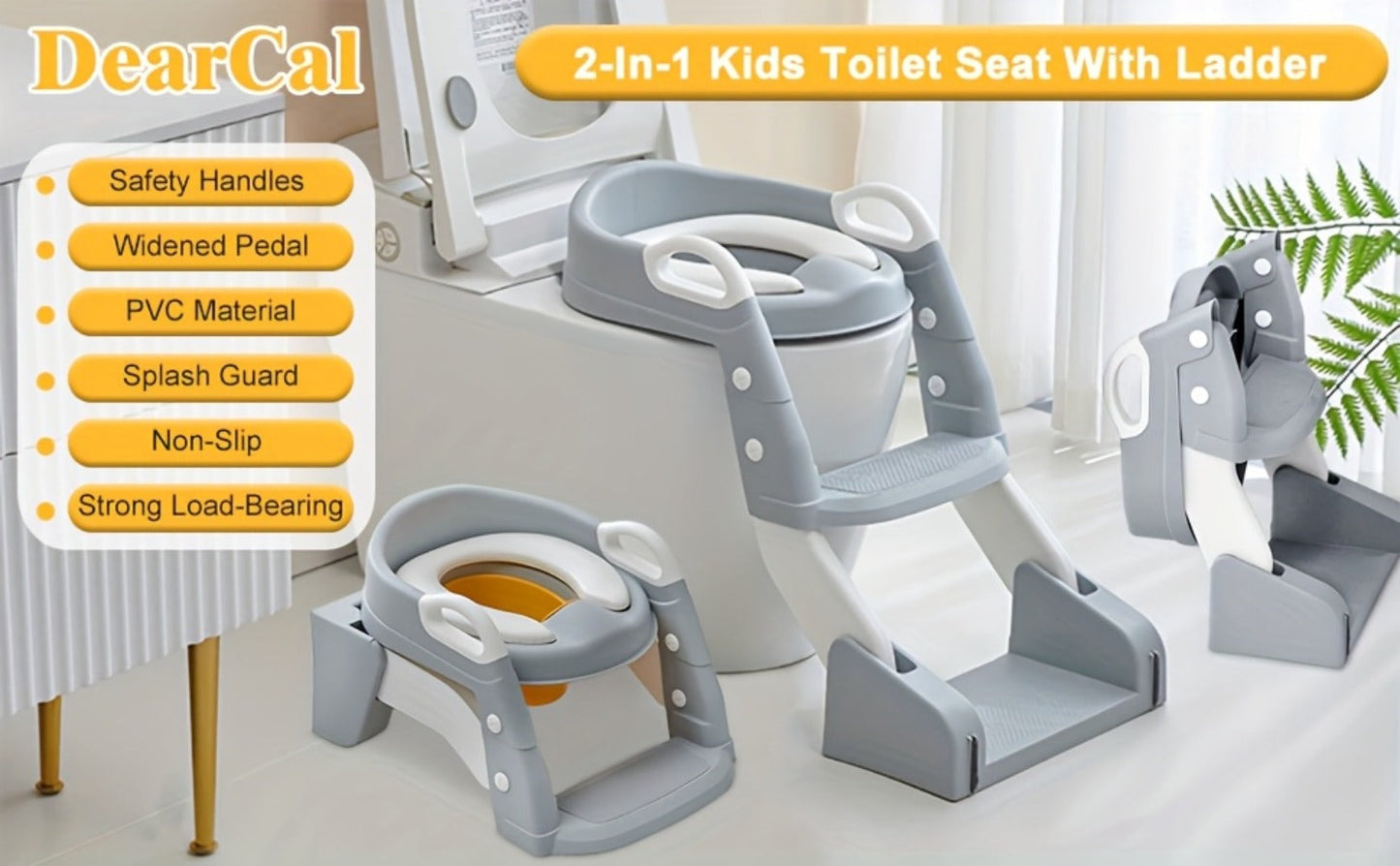 Potty Training Seat with Step Ladder 2-in-1 Toddler Toilet Seat & Stool - Foldable Kids Potty Chair with Splash Guard