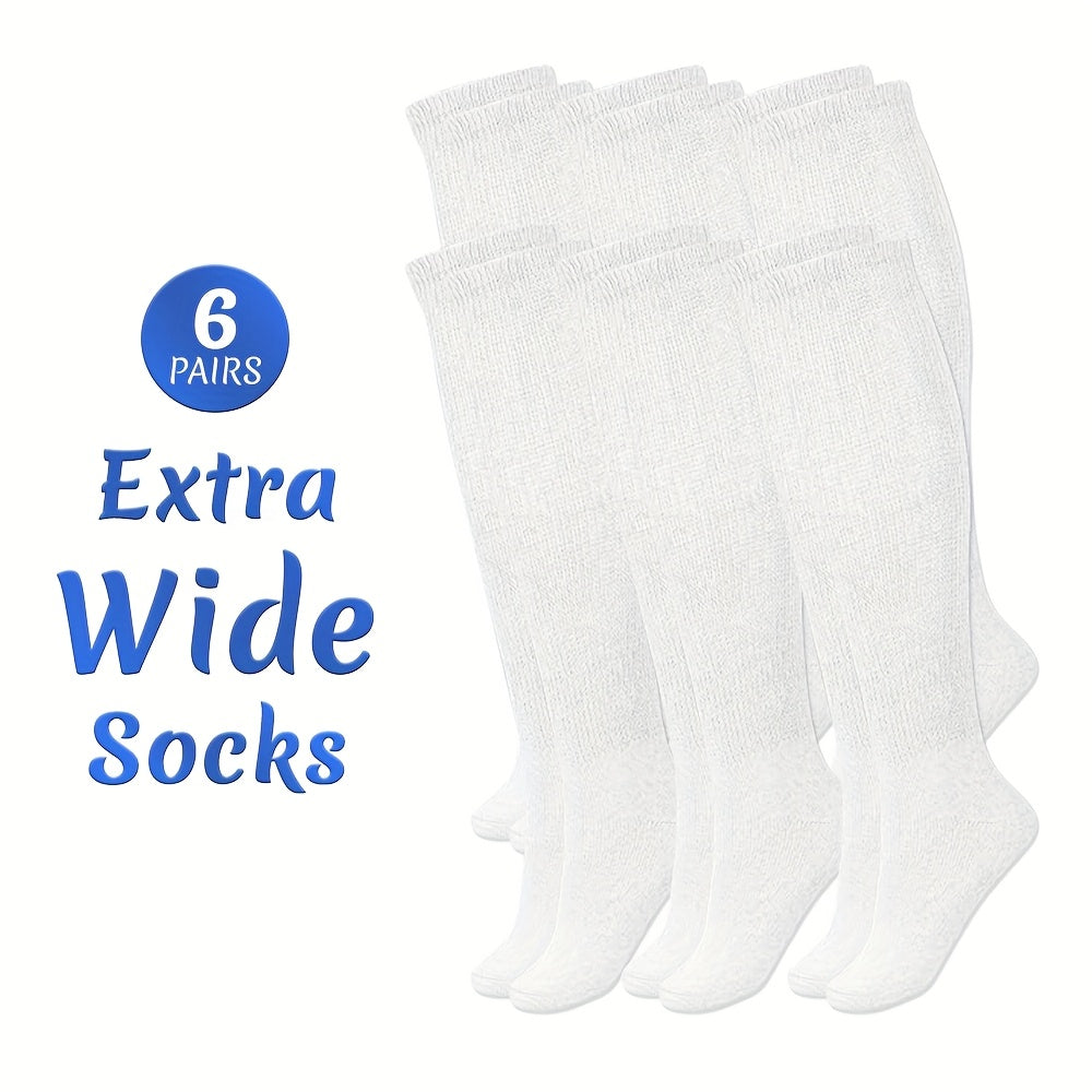 Extra Wide Socks for Swollen Feet 6 Pairs Stretch to 30 Inch Non-Binding Seamless Loose Fit for Entryways, Bedrooms and Living Spaces