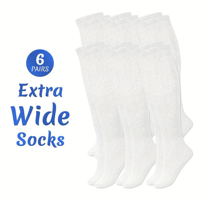 Extra Wide Socks for Swollen Feet 6 Pairs Stretch to 30 Inch Non-Binding Seamless Loose Fit for Entryways, Bedrooms and Living Spaces