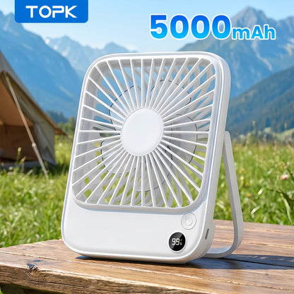 USB Desk Fan Battery Operated, 2000mAh & 5000mAh Rechargeable Mini Personal Fan, 4-Speed Adjustable
