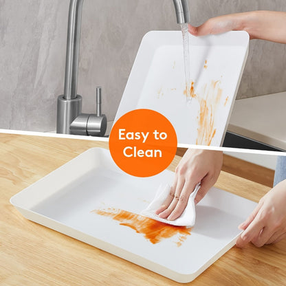 Serving Tray Set of 4, Reusable Plastic Platters for Fruit, Cookies, Dessert & Snacks, Kitchen Party Organizer